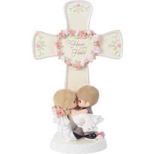 Precious Moments Wedding Cross | Bride & Groom | Religious Gift | 6.75in Resin Cross
