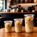 TINSKY 50 Sets Clear Plastic Cups with Lids and Straws, Disposable Iced Coffee Cups Drinking PET for Cold Drinks, Juice, Smoothie, Coffee Shops, Party, Christmas(Clear,12 oz)