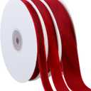 Jutom 3 Rolls Christmas Vintage Velvet Ribbon Vintage Solid Color Velvet Ribbon for Christmas Wedding Wrapping DIY Crafts Decoration Favors, Total 30 Yards(Wine Red)