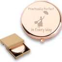 WUSUANED Movie Quote Makeup Mirror Practically Perfect in Every Way Mirror Fantasy Inspired Gifts for Movie Fans (Silver)