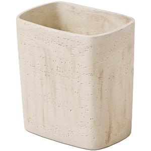 Polytree Natural Travertine Textures Bathroom Trash Can 1.8 Gallon (7 Liter) Small Kitchen Garbage Can, Living Room Bedroom Trash Can, Decor Wastebasket for Home Office (Handmade of Resin) (Yellow Stone)