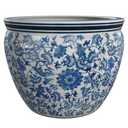 Red Lantern 14" Floral Blue & White Porcelain Fishbowl Planter or Cachepot for Indoor/Outdoor Use in Garden Entryway Living Room Boho Eclectic Modern Contemporary Classic Traditional Style Decor
