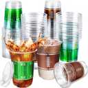 TURNMEON 50 Pcs 16 Oz Football Party Supplies Cups with Lids, Thickened Football Plastic Cup 2 Designs Disposable Spill-Proof Drinking Cups Sports Tailgate Events Party Favors Decorations