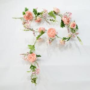 1.8 M Simulated Rose Vine, Fake Flower Vine, Hotel Wall, Vine Fence Decoration, Plastic Flower Table, Flower Arch Decoration(Pink)