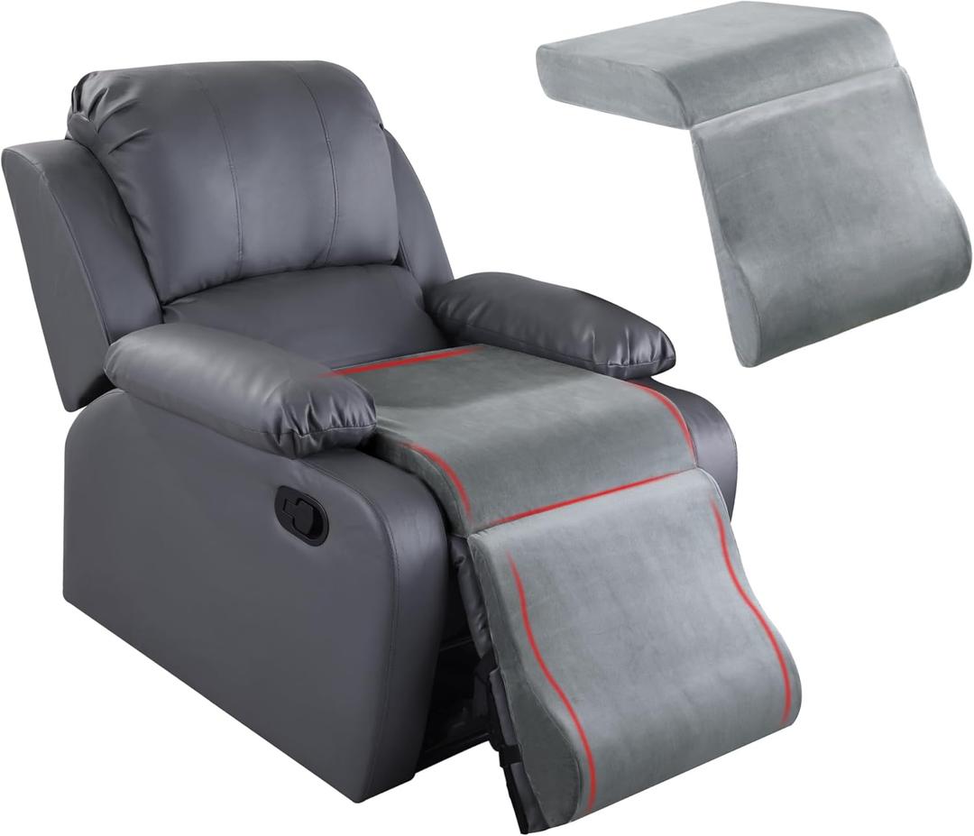 HOMBYS Foam Recliner Cushion with Leg Pillow for Elderly Large Square Seat Cushion Wave Shape Footrest for Armchairs Couch, Medium Thick & Supportive, Non-Slip Design, Light Grey