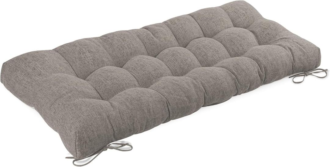 Bench Cushion for Indoor Furniture 46.5 x 19 inch Rectangle Bench Seat Cushion for Bay Window Entryway Bench Thick Textured Chair Cushion with Non-Slip Backing 1 Pack, Light Grey