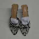 QIV Leopard Kitten Heels Pointed Toe Mule Heels for Women Open Toe Kitten Heel for Party Dressy Wedding (9.5)