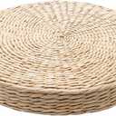 Emivery Woven Straw Cushion Tatami Floor Sitting Pillow Round Woven Yoga Mat for Home Dining Room Outdoor Garden Decor 15.7 inches