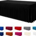 Smiry Spandex Tablecloth, Elastic Fitted Stretch Tablecloth for 6FT Rectangle Tables, Waterproof Washable Table Cover Skirt for Outdoor, Wedding, Banquet & Parties (Black, 72Lx30Wx30H Inch)