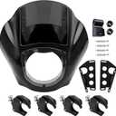 Quarter Fairing Windshield Kit for Harley Softail Street Bob FXBB FXBBS Softail Standard FXST 20182024, Motorcycle Front Fairing Two-Tone Windscreen, Quick-Release 49mm Fork Clamps