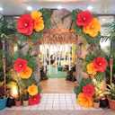 Glenmal 6 Pcs Hawaiian Paper Hibiscus Flowers 15.8 in Hawaii Summer Party Flower Decoration Large Hanging Flowers for Tropical Birthday Party Favors Supplies Tabletop Decor(6 Pcs,Hibiscus)