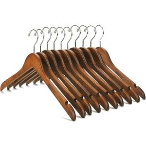 Nature Smile Wooden Coat Hangers Solid Wood Shirt Dress Clothes Hangers(10pcs Retro)