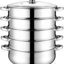 DOITOOL Stainless Steel Steamer, 5 Tier Steamer Pots with Lid, Cookware Steaming Pots (5 Layers 28cm)