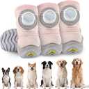 Dog Shoes for Large Small Medium Dogs Knob Breathable Dog Boots & Paw Protectors Non-Slip Dog Shoes for Hot Pavement,Rain,Snowy Day Indoor Outdoor 4pcs (Pink, 4)