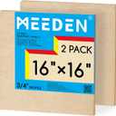 MEEDEN Unfinished Wood Canvas Board: 3/4 Deep 16x16 Wooden Canvas Panel Pack of 2 - Blank Cradled Wood Art Board for Painting