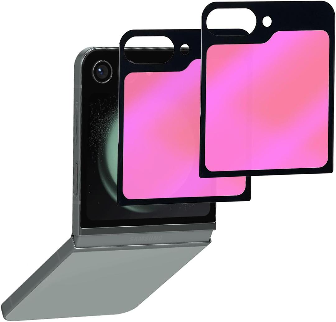 2 Pack Outer Anti-Blue Privacy Tempered Glass For Samsung Galaxy Z Flip 5 / Z Flip 6 Anti-Spy Screen Protector Film Electroplated Gradient Colorful