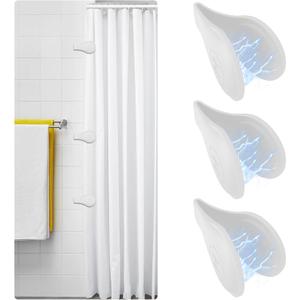 3-Pack Magnetic Silicone Shower Curtain Clips for Liners Self-Adhesive Windproof Splash Guard, Keeps Curtain Liner Sealed to Wall, No-Drill Installation for Bathroom Use