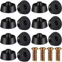 Shihanee 15 Sets Door Stop Rubber Tip with Screw,Black Rubber Stopper Tip Replacement Tips for Door Stops,Floor and Wall Protector