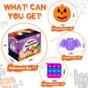 48 Halloween Toys Pack with Pumpkin Box, Halloween Party Favors Gifts for Kids, Squishy Mochi Toys in Bulk with Bubble Push it Keychain, Halloween Treat Bags Fillers, Trick or Treat Classroom Prizes
