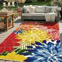 ZonLi Outdoor Rug 6x9Ft Waterproof Multicolored Indoor Area Rug Washable Outdoor