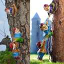 Gnome Statue Gift Climbing Rope Garden Gnomes Statue, Resin Garden Gnome Tree Hugger Outdoor Decor Accessories, Miniature Figurines Micro Garden Gnome Landscape Figurine for Lawn Balcony Patio (Purple)