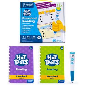 Educational Insights Hot Dots Preschool Reading Set - Preschool Workbooks with Interactive Pen, Homeschool Learning Activities, Learn to Read Activity Books for Kids Ages 4+