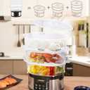 FOHERE Food Steamer for Cooking,13.7QT Vegetable Steamer with Stackable 3 Tiers BPA-Free Baskets,800W Electric Steamer Pot 60-Minute Timer, 24H Delay Start Timer for Veggies Seafood Rice