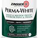 Zinsser 02774 PERMA-WHITE Mold & Mildew Proof Interior Paint, Quart, Eggshell White, 31.5 Fl Oz