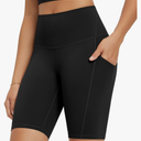 ODODOS High Waist Workout Shorts with Pockets for Women 6"/8" Inseam Tummy Control Gym Athletic Biker Shorts Deep Navy S