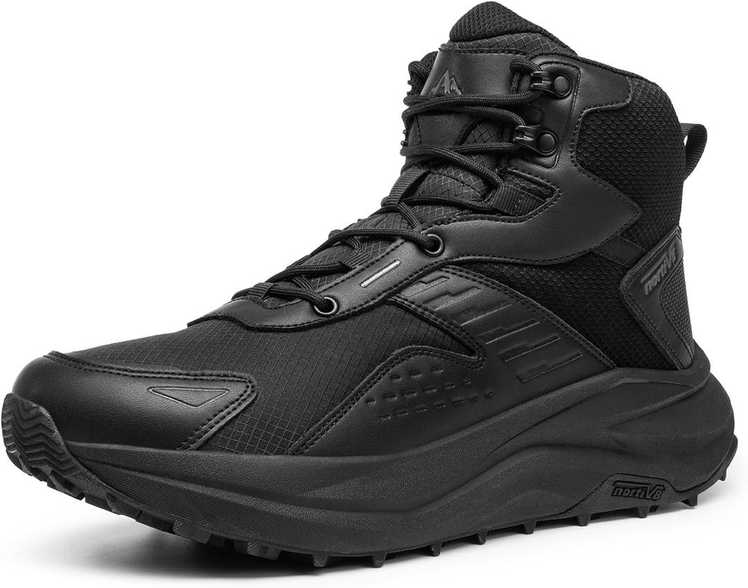 NORTIV 8 Men's Wide Toe Box Hiking Boots Low Drop Waterproof Outdoor Trekking Camping Shoes Katahdin (Black, US 13)