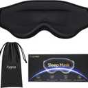 3D Eye Mask Sleep Mask for Men & Women, 100% Pressure-Free & Light Block-Out Eye Mask for Sleep with Easy Adjustable Strap, Night Eye Cover for Travel, Black