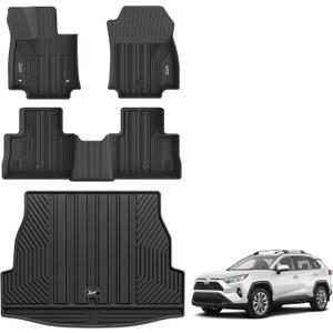 3W Floor Mats & Cargo Liner Fit Toyota RAV4 2019-2025 (Not for Hybrid or Prime) TPE All Weather Custom Fit Floor Liner for Toyota RAV 4 LE/XLE/Limited/TRD/Adventure Car Mats and Trunk Mat