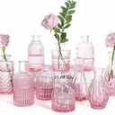 Valentine's Day Pink Glass Bud Vases Set of 12, Vintage Mini Vases for Centerpieces, Glass Bud Vase in Bulk for Wedding Decor, Single Flowers, Office and Home Table Flower Dcor