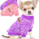 2 Pack 3.5-5.5lbs Dog Sweaters for Small Dogs Girl Winter Dog Clothes Fleece Puppy Sweaters Warm Thick Pet Sweatshirt Outfit Small Dog Sweater for Boy Dogs and Cat,XS,Pink Purple