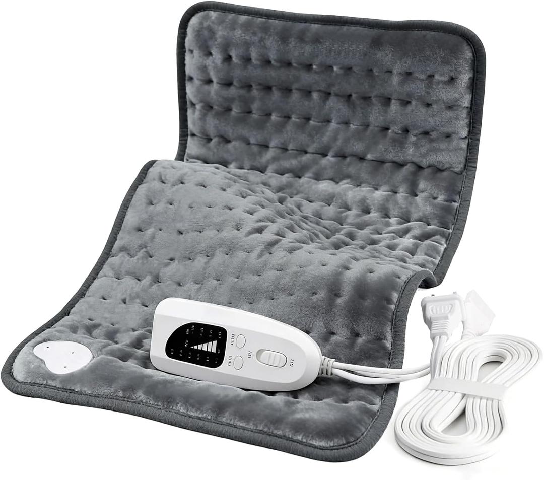 Electric Heating pad Electric Heat Pads with 6 Heat Settings & Auto Shut Off &Dry/Moist Heat Heating Pad for Back Arms Legs Neck Shoulder Knee Birthday Mother Father Girl Men Women (24"X12", Dark Grey)