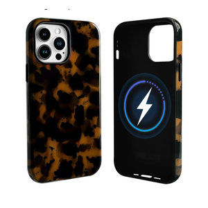 NITITOP Compatible with iPhone 15 Pro Max Case Magnetic Compatible with MagSafe Cute Leopard Amber Aesthetic Tortoise Design for Women Men Girls Soft TPU Shockproof Protective Cover - Black