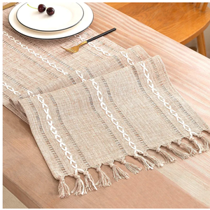 Table Runner, Rustic Farmhouse Linen Waterproof Table Runners for Holiday Party, Dresser Decor and Dining Room Decorations-Light Coffee 13x28 in