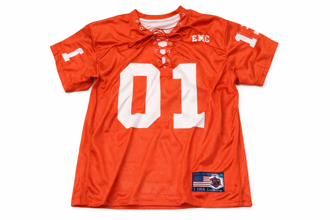 Orange Football Jersey With Lace-Up Closure