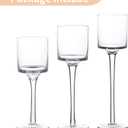 NUPTIO Tealight Candle Holders Glass: Set of 3 Long Stemmed Candle Stands for Dinner Table Centerpiece - Monet Candleholders Pillar Floating Candles