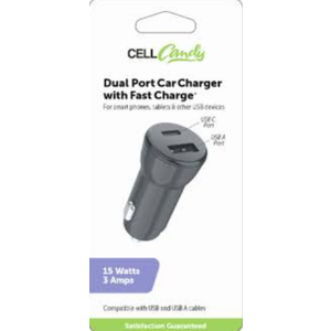 Cell Candy Fast Charge Dual Port Car Charger 15W