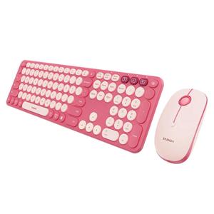 seenda Wireless Bluetooth Keyboard and Mouse Combo, COE202 Round Cute Keycaps, 3 Multi-Device Connection, Full Size Wireless Keyboard Mouse Compatible for PC/Laptop/Mac/MacBook/iPad/Tablet, Pink