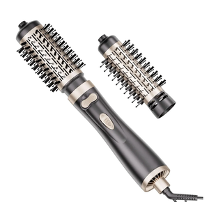 DAILYLIFE Rotating Hair Dryer Brush, Hot Air Brush with 2 Brushes (1.5" & 2"), Hairdryer, Straightener, Curling Iron, and Comb All in one