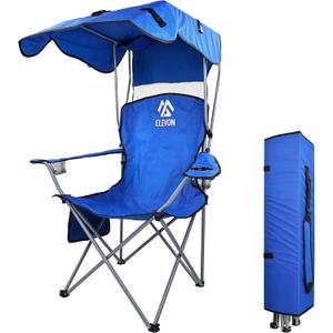 Canopy Chair Folding Camping Recliner Support with Carrying Bag, Blue