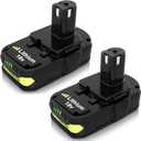 2Pack 3.6Ah Replacement for Ryobi 18V Battery Compatible with Ryobi 18 Volt Battery P102 P103 P104 P105 P107 P108 P109 P190 P191 P122 Cordless Power Tools
