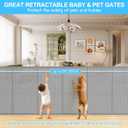 120 Inch Retractable Baby Gates Extra Wide, 41 Inch Reinforced Extra Tall Gate for Large Openings, Mesh Safety Gate for Kids Pets, Retractable Dog Gate for Stair Hallways Doorway Indoor Outdoor, Gray