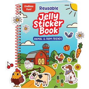Reusable Jelly Sticker Book - Farm, 7 Scenes - 50 Thick Washable Stickers for Toddlers & Kids: Easter Basket Stuffers, Gift Ideas for Ages 3-5 Years Old - Toddler Stickers Travel Activity Toy 2-4 1-3