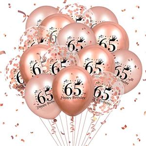 65th Birthday Balloons 18 Pcs Rose Gold Happy 65th Birthday Latex Balloons Confetti Balloons Rose Gold 65th Birthday Party Decorations for Women Men 65th Birthday Anniversary Decor Supplies 12 inch
