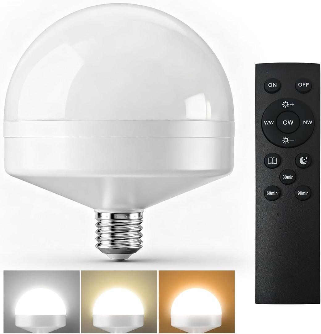 VOLISUN Full Spectrum Light Bulb 10000 Lux, 4000K-6000K Natural Sunlight Bulbs, Adjustable Color/Brightness/Timer, 1500LM, 21W Natural Light Bulbs E26/E27 for Floor Lamp