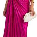 Women's Sexy One Shoulder Lrregular Dress Split Cocktail Party Maxi Dresses, Hot Pink 