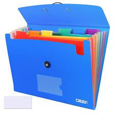 CASAON 7 Pocket Accordian File Folders, Expanding File Folder A4 Letter Size Paper Portable Document Organizer-Blue